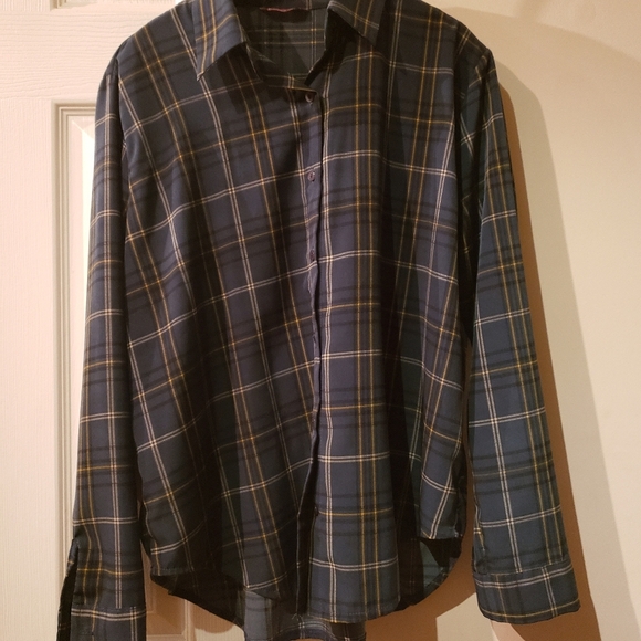Tops - Green Plaid Button Up Shirt